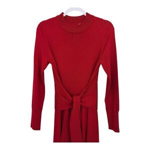 The Fold Allerton Dress Sz Medium Merino Wool Mock Neck Waist Tie Long Sleeve